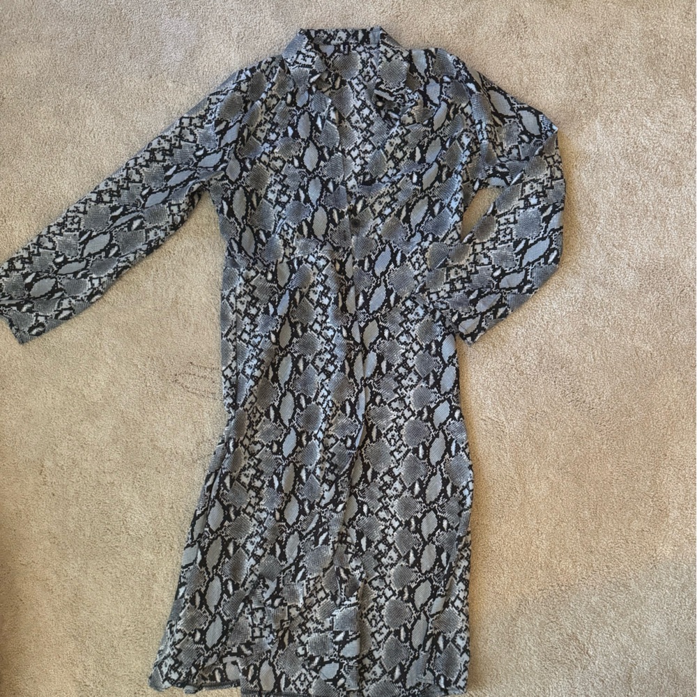 Snake Print Midi Button Front Dress - image 1